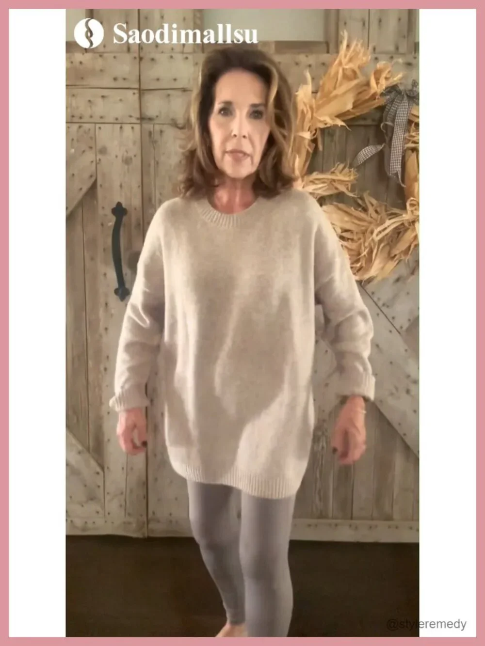 Women's Oversized Tunic Sweater Crew Neck Chunky Knit Soft Pullover